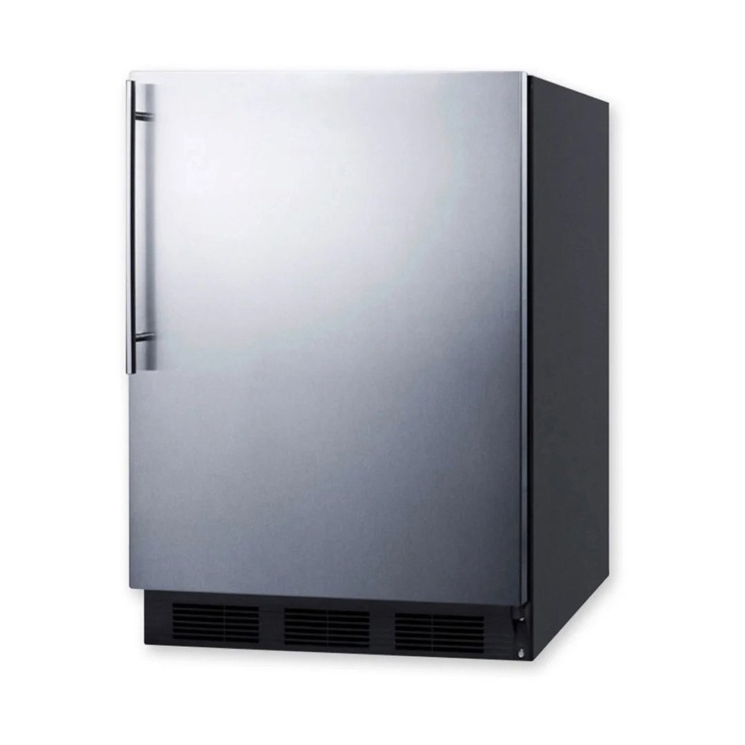 Summit FF7BKSSHVADA 24" Undercounter Refrigerator in Black, Stainless Steel Door, Thin Handle, ADA Compliant, 5.5 cu. ft.