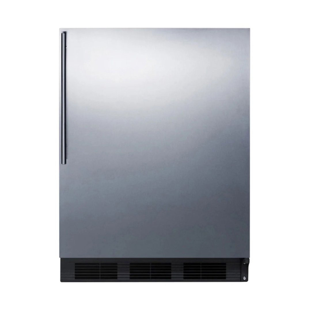 Summit FF7BKSSHVADA 24" Undercounter Refrigerator in Black, Stainless Steel Door, Thin Handle, ADA Compliant, 5.5 cu. ft.