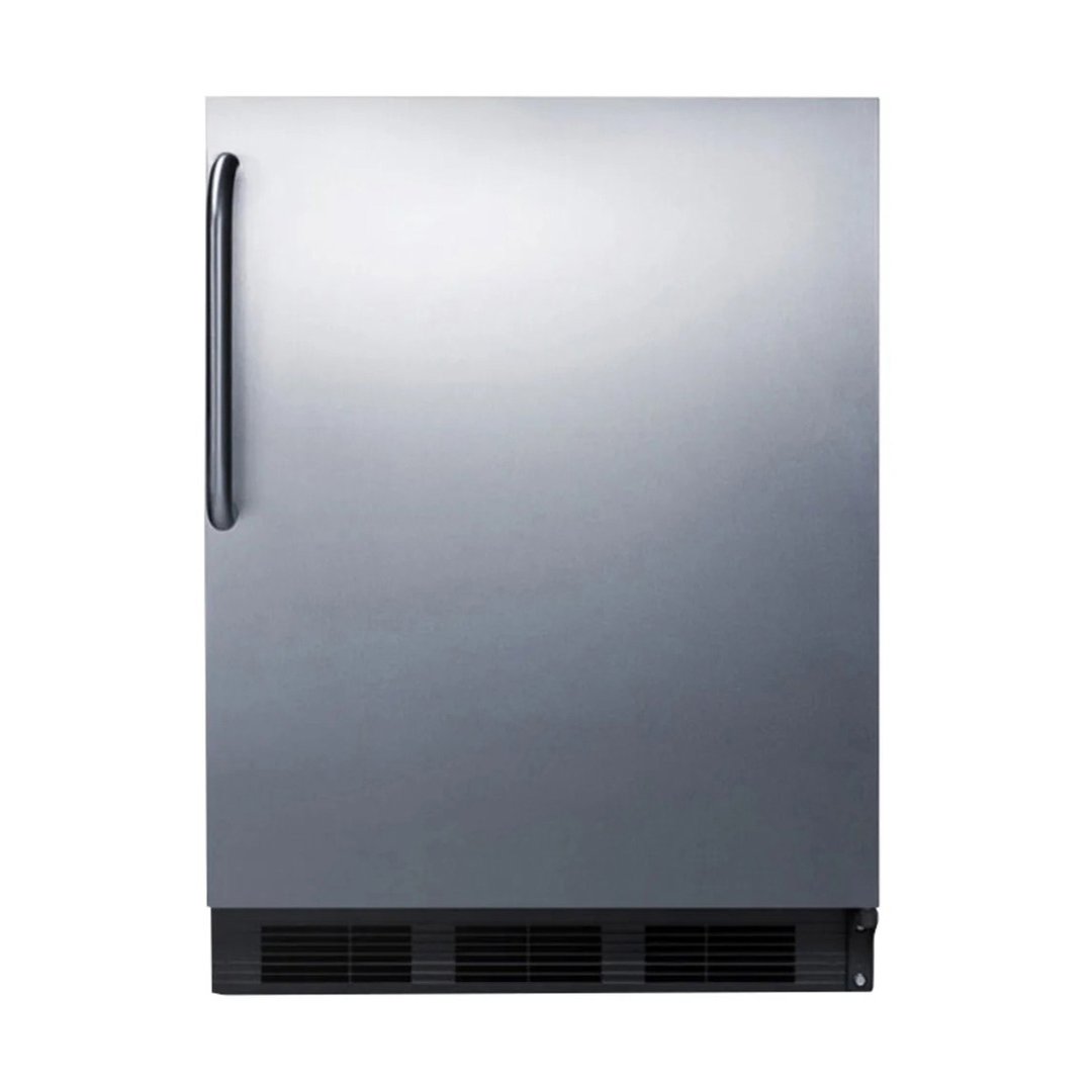 Summit FF7BKSSTB 24" Undercounter Refrigerator in Black, Stainless Steel Door, Towel Bar Handle, 5.5 cu. ft.