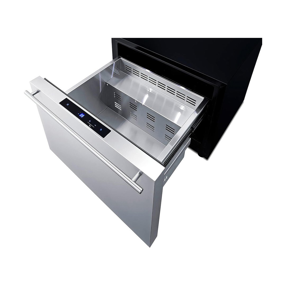 Summit SDR24 24" Built-in Stainless Steel 1-Drawer Undercounter Refrigerator in Black, 2 cu. ft.