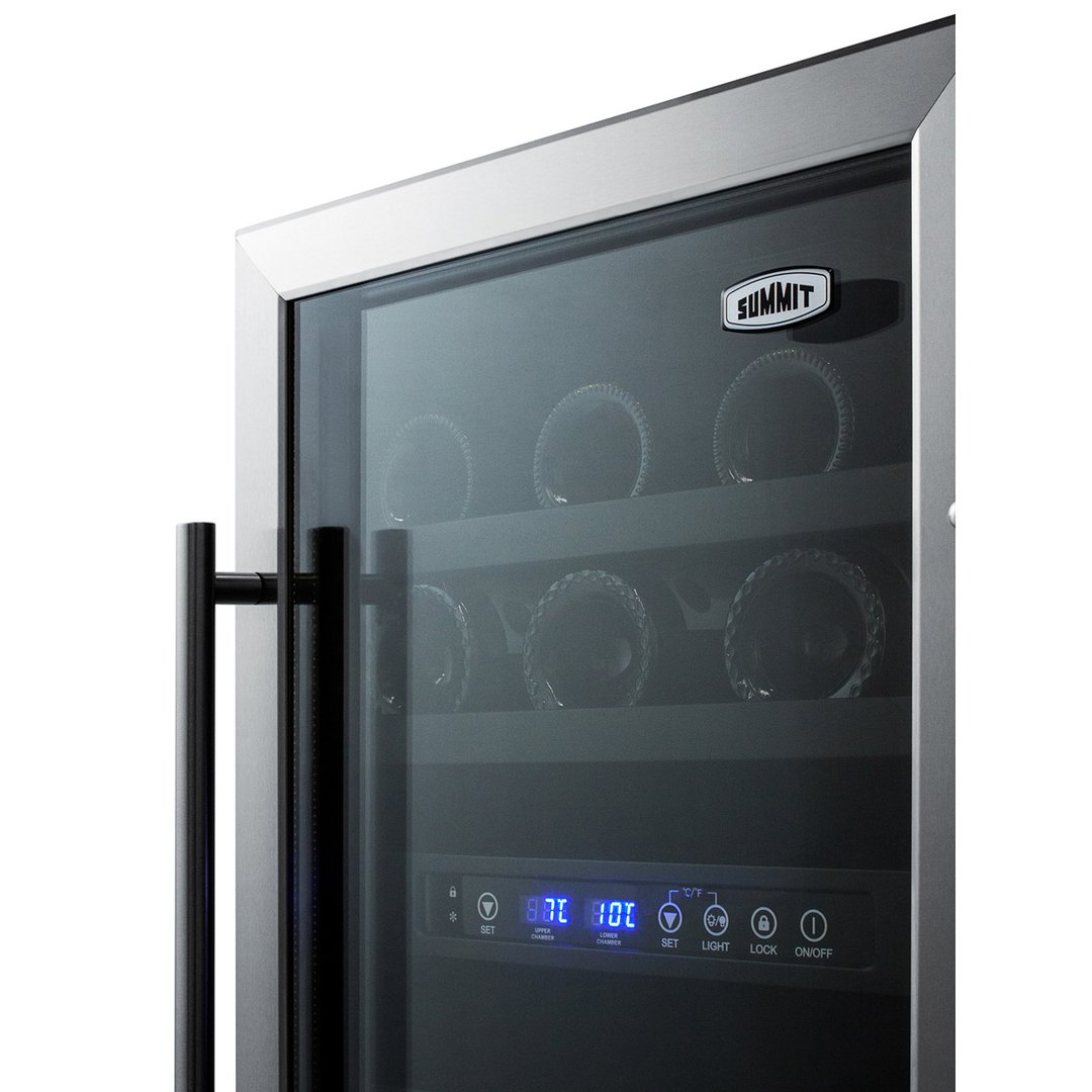 Summit SWC182ZCSS 18" Glass Door Wine Refrigerator, Dual Temperature, 28 Bottles