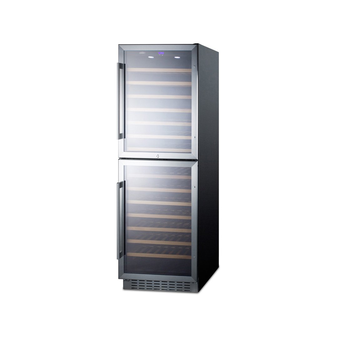 Summit SWC1875B 24" Glass Door Wine Refrigerator, Dual Temperature, 118 Bottles