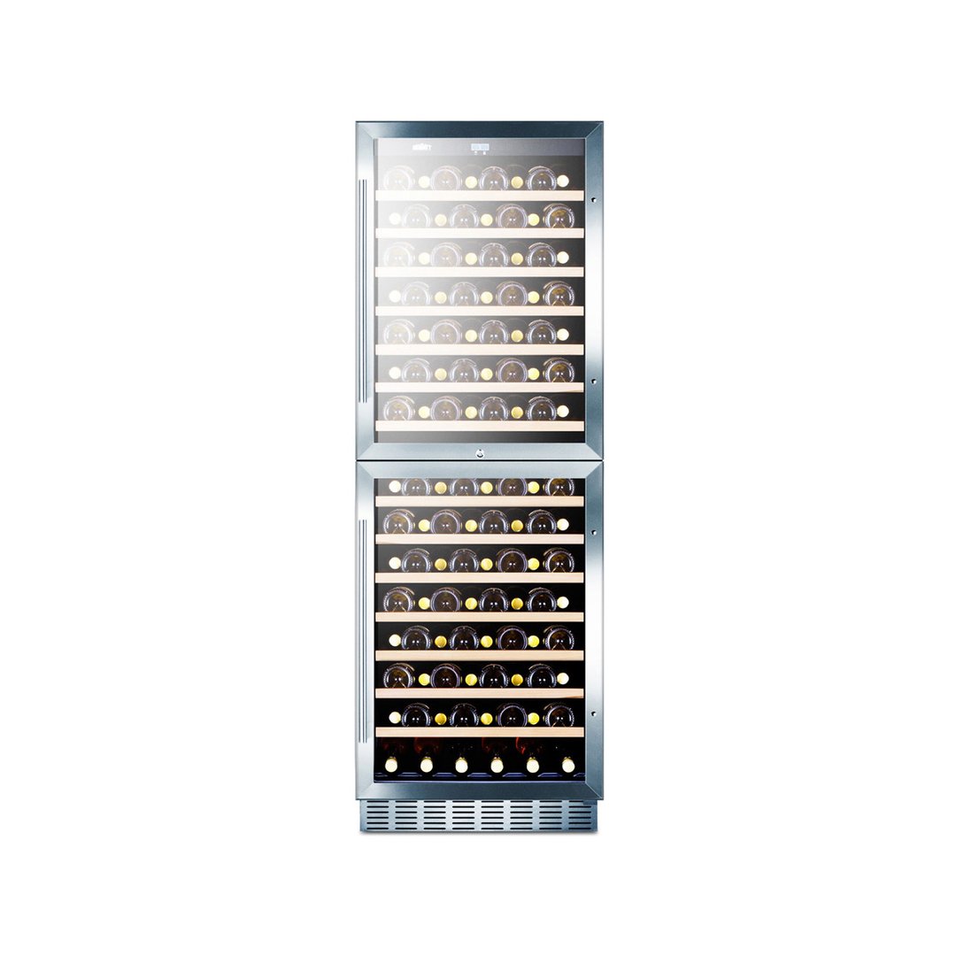 Summit SWC1875B 24" Glass Door Wine Refrigerator, Dual Temperature, 118 Bottles