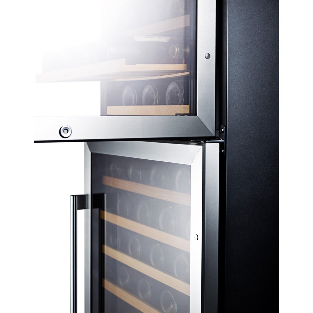 Summit SWC1875B 24" Glass Door Wine Refrigerator, Dual Temperature, 118 Bottles