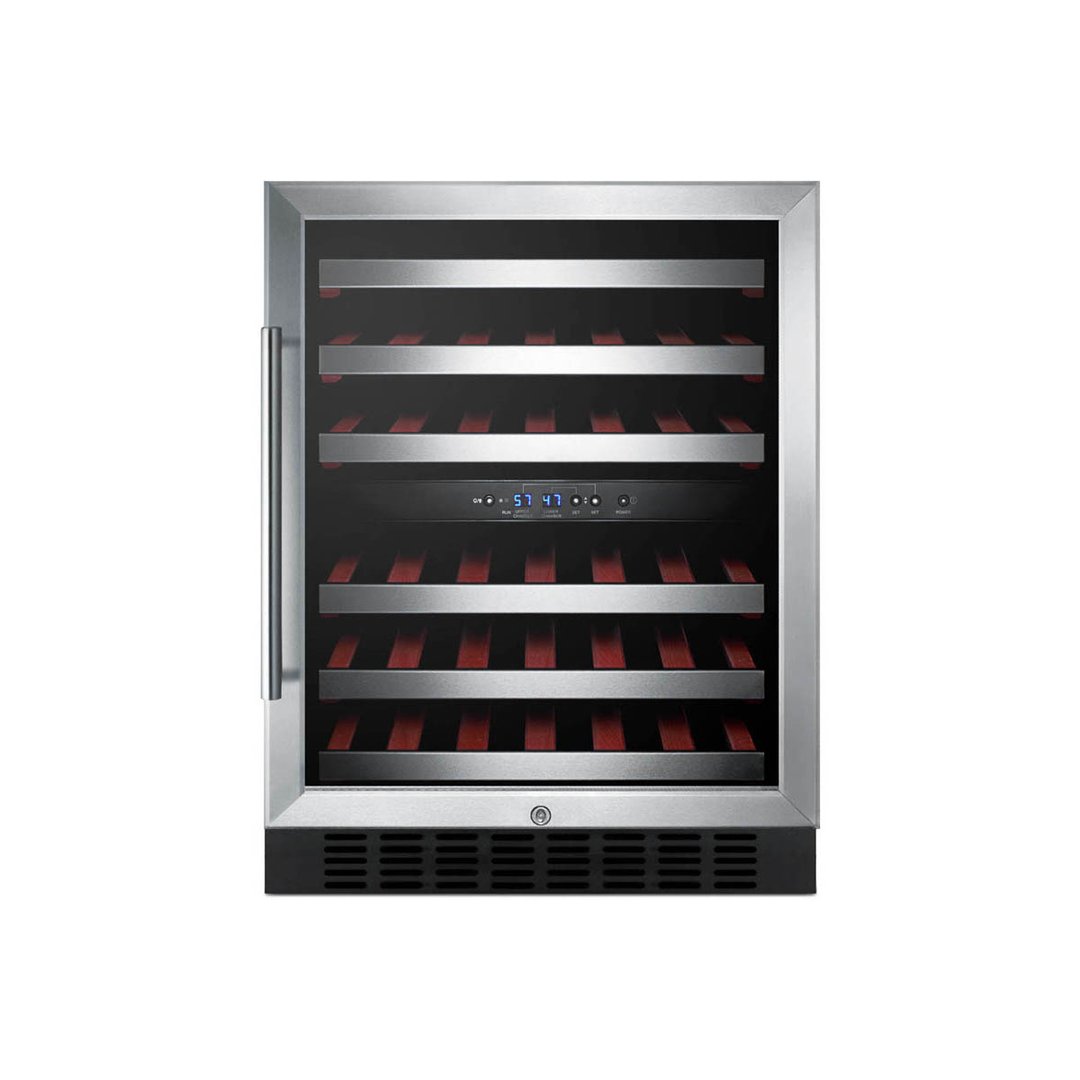 Summit SWC530BLBISTCSS 24" Glass Door Wine Refrigerator, Dual Temperature, 36 Bottles