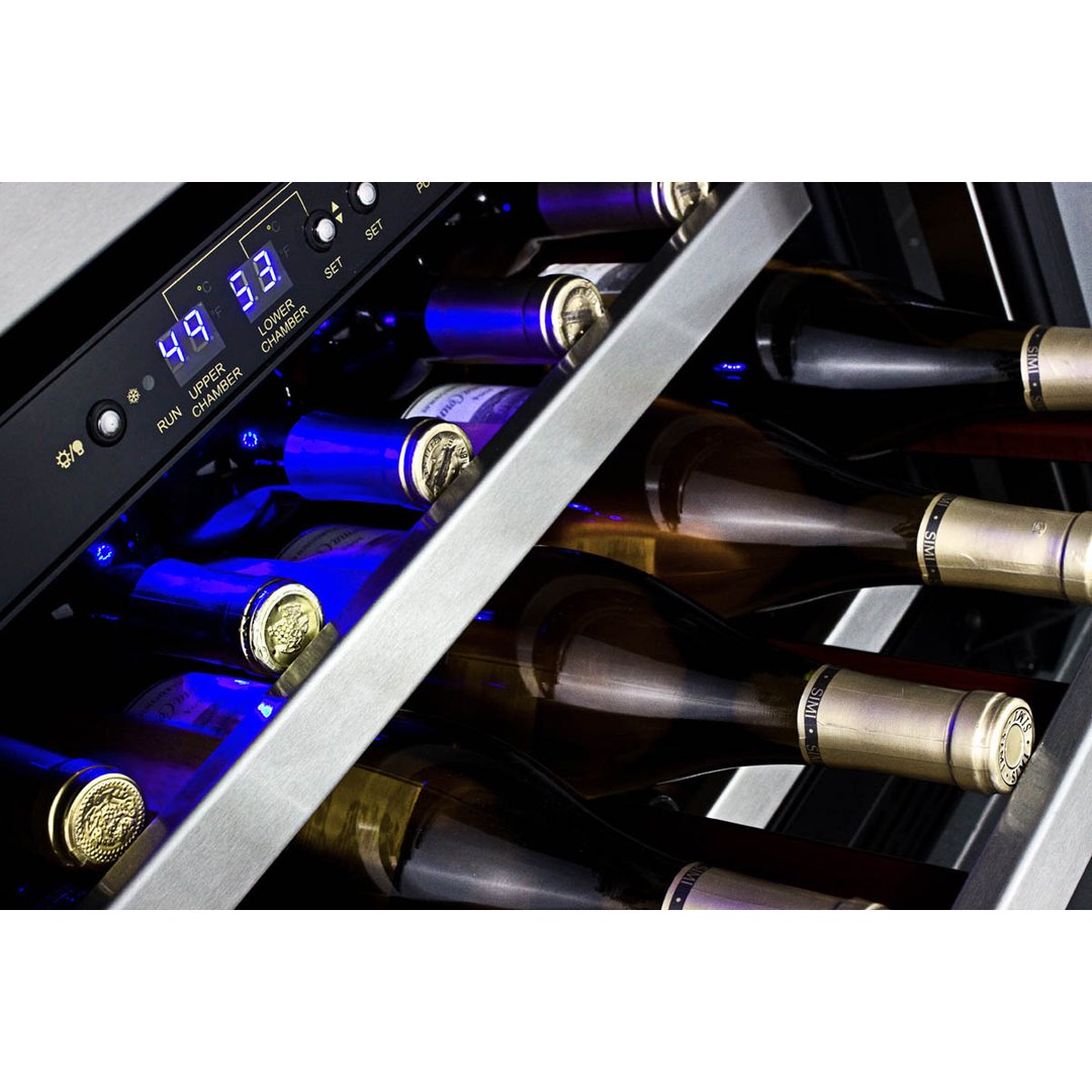 Summit SWC530BLBISTCSS 24" Glass Door Wine Refrigerator, Dual Temperature, 36 Bottles