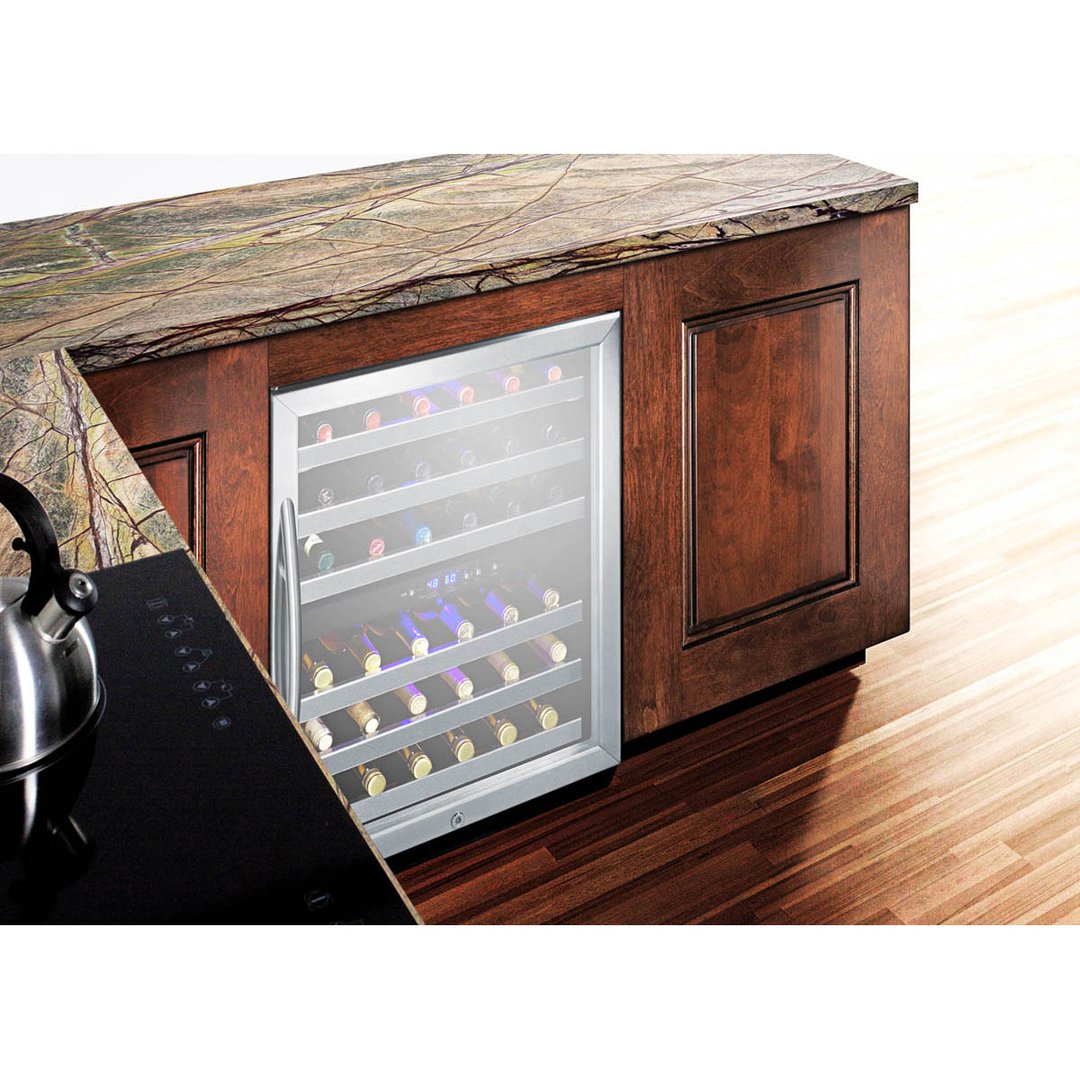 Summit SWC530BLBISTCSS 24" Glass Door Wine Refrigerator, Dual Temperature, 36 Bottles