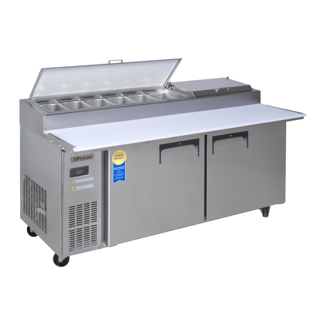 Tarrison CO-CTPPT272 71" Two Section Refrigerated Pizza Prep Table w/ 2 Doors, (9) 1/3 Pans