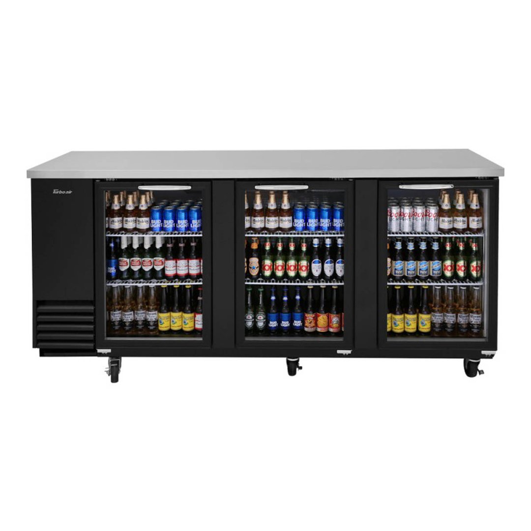 Turbo Air TBB-4SGD-N 90" Three Section Back Bar Cooler with Glass Door, 36.47 cu. ft.