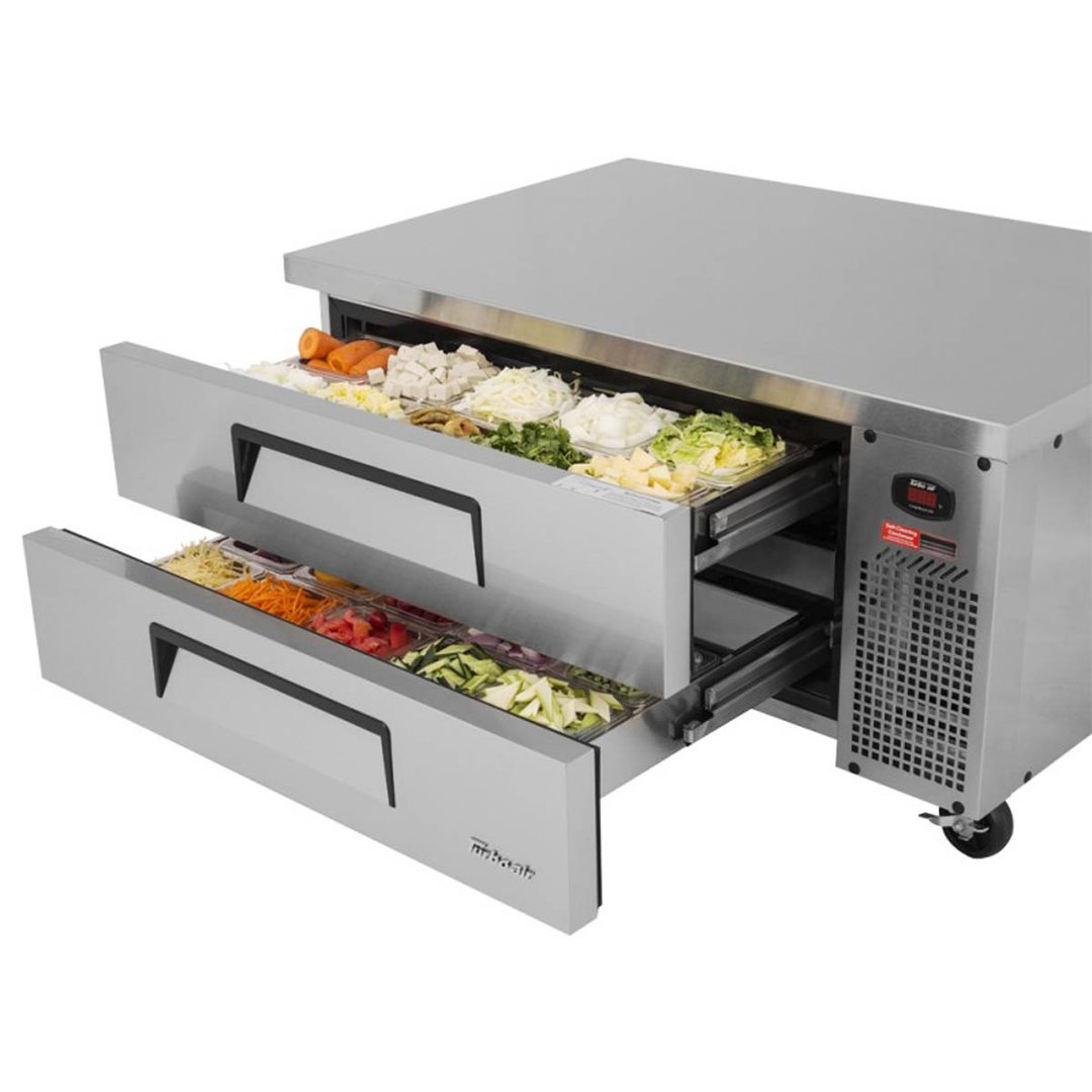 Turbo Air TCBE-48SDR-N 47" 2 Drawers Refrigerated Chef Base, Flat Top, 7.5 cu. ft.