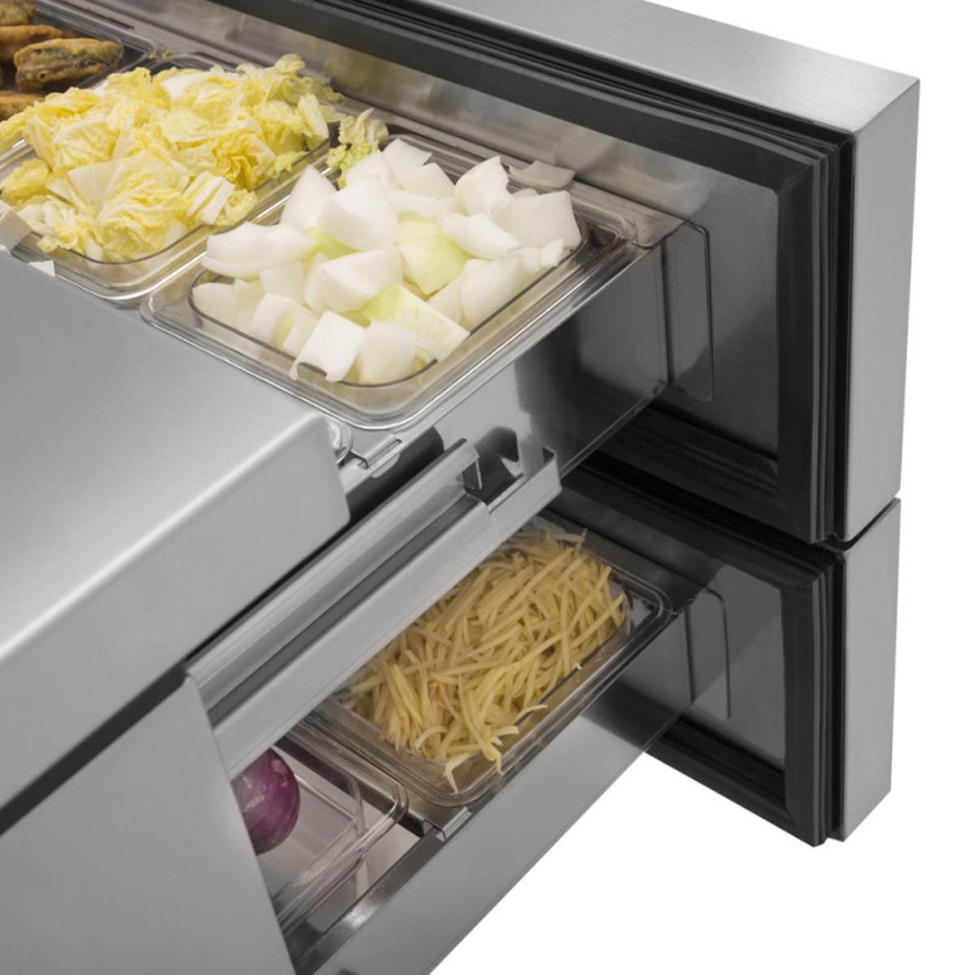 Turbo Air TCBE-48SDR-N 47" 2 Drawers Refrigerated Chef Base, Flat Top, 7.5 cu. ft.