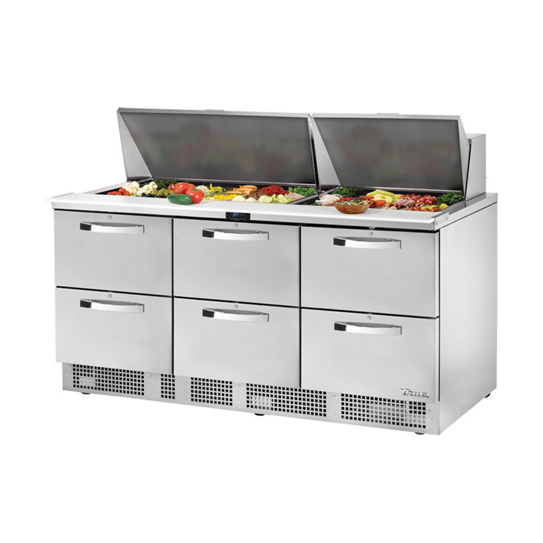 True TFP-72-30M-D-6~SPEC3 72" Mega Top Sandwich/Salad Prep Table w/ 6 Drawers, 30 Pans