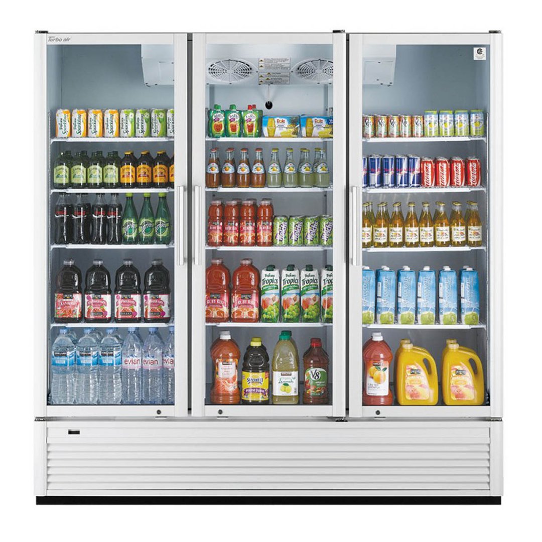 Turbo Air TGM-72SDH-N 78" 3-Section Merchandiser Refrigerator w/ Glass Door, 70.4 cu. ft.