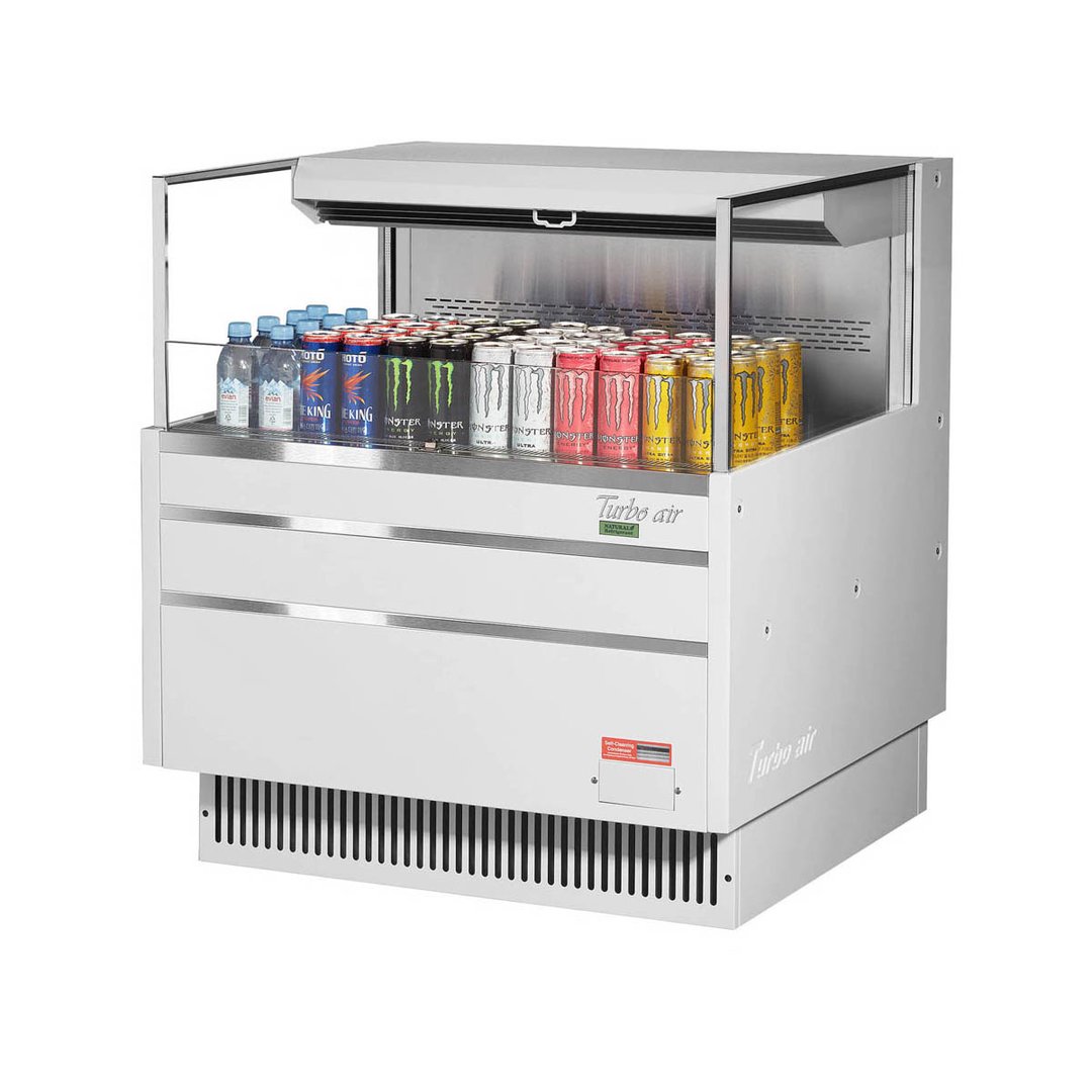 Turbo Air TOM-36L-UF-W(B)-1S-N 34" Horizontal Open Air Merchandiser, Specify Exterior, Self-Contained, Deck Only, Low Profile, 4.6 cu. ft.
