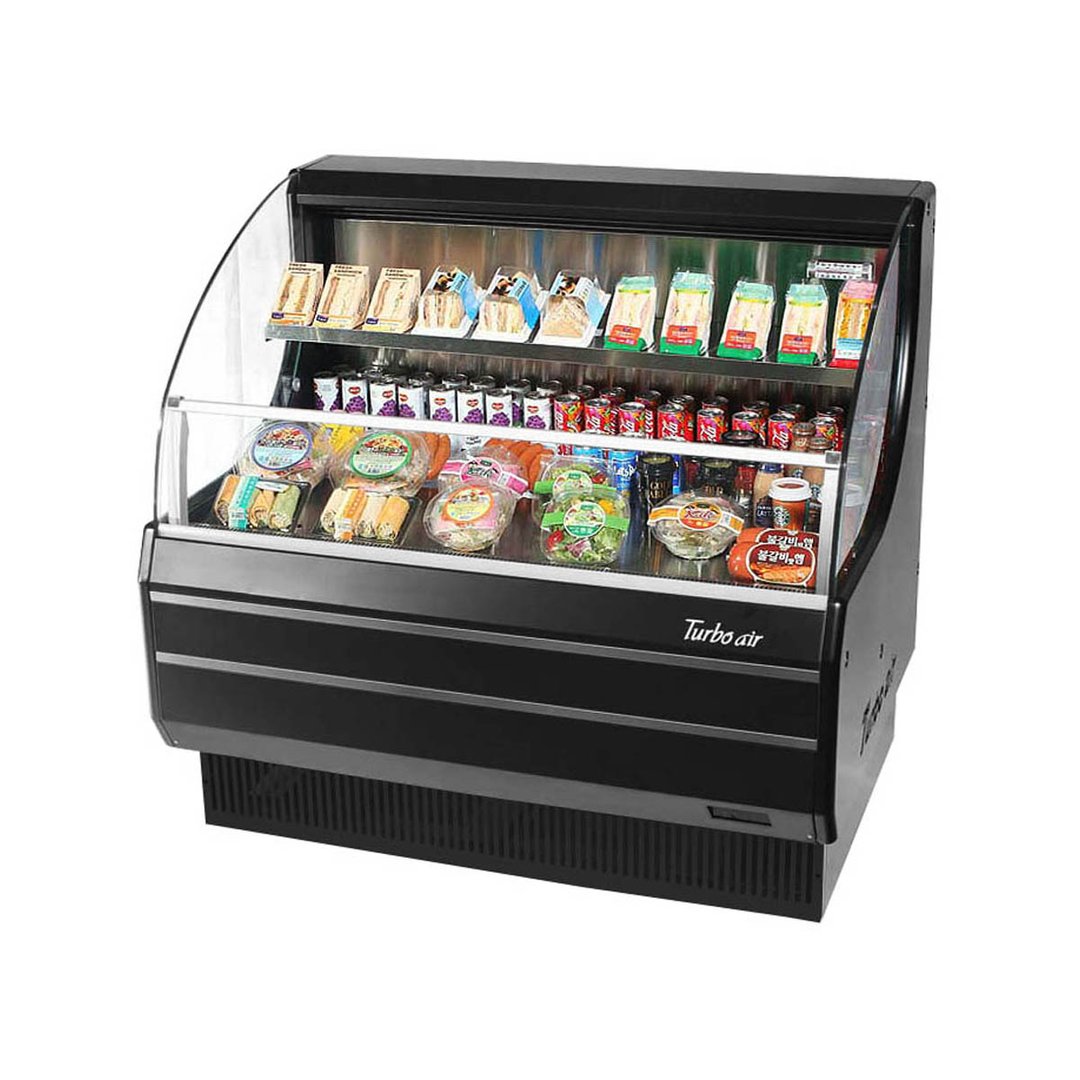 Turbo Air TOM-40LW-N 39" Horizontal Open Air Merhandiser in White, Self-Contained, 1 Shelf, Glass Sides, 7.4 cu. ft.