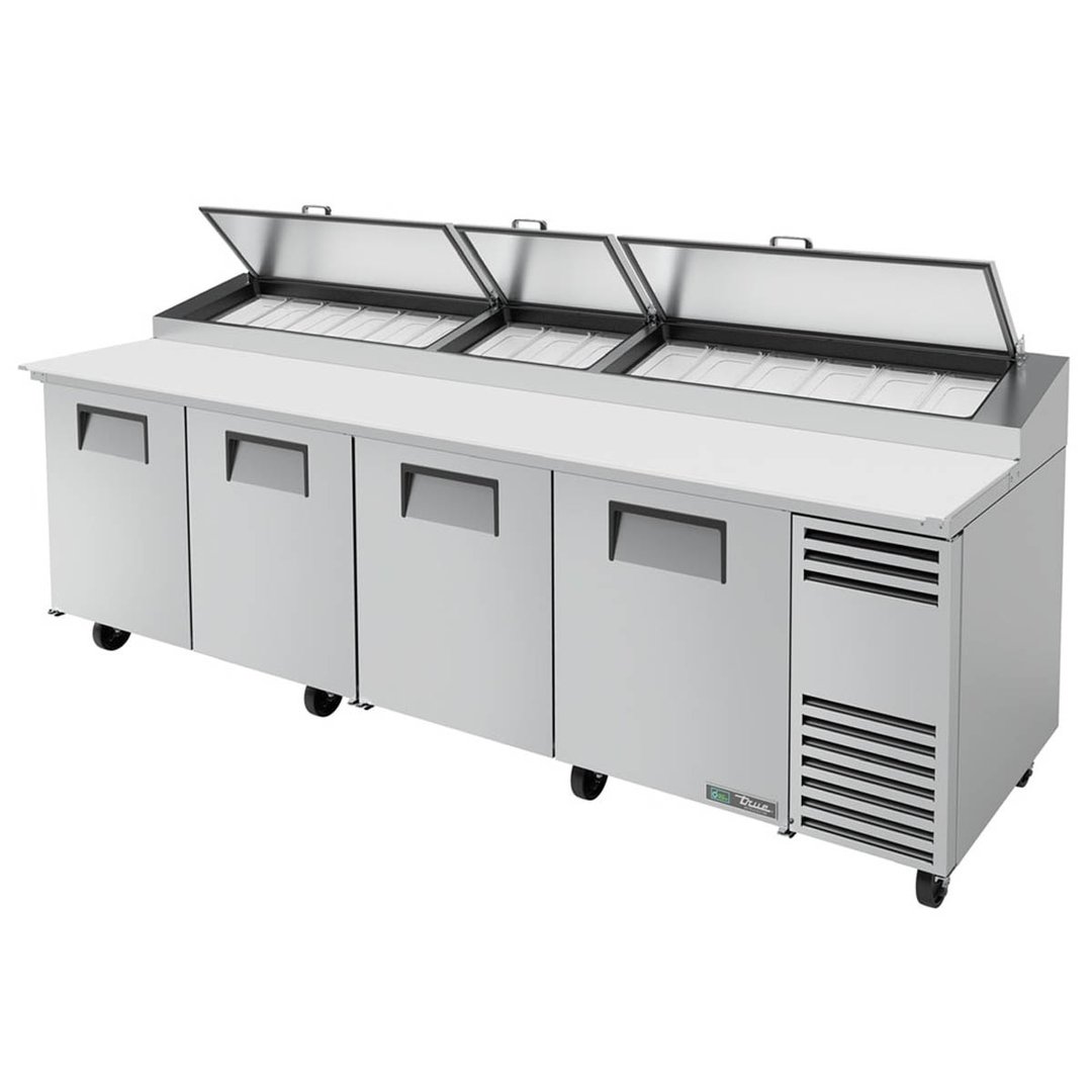 True TPP-AT-119-HC 119"  4 Doors Refrigerated Pizza Prep Table, (15) 1/3 Pans