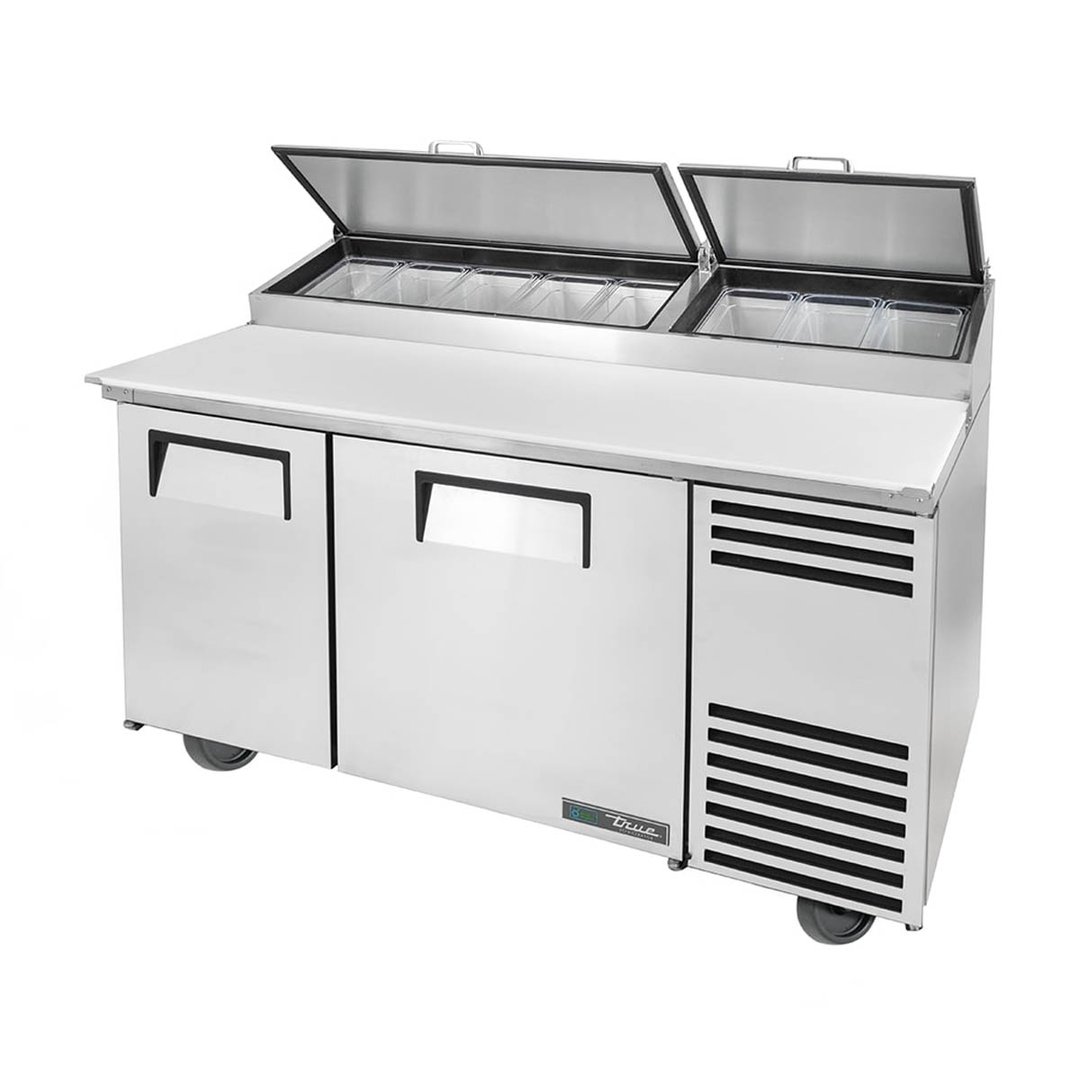 True TPP-AT-60-HC 60" Refrigerated Pizza Prep Table w/ 2 Doors, (8) 1/3 Pans