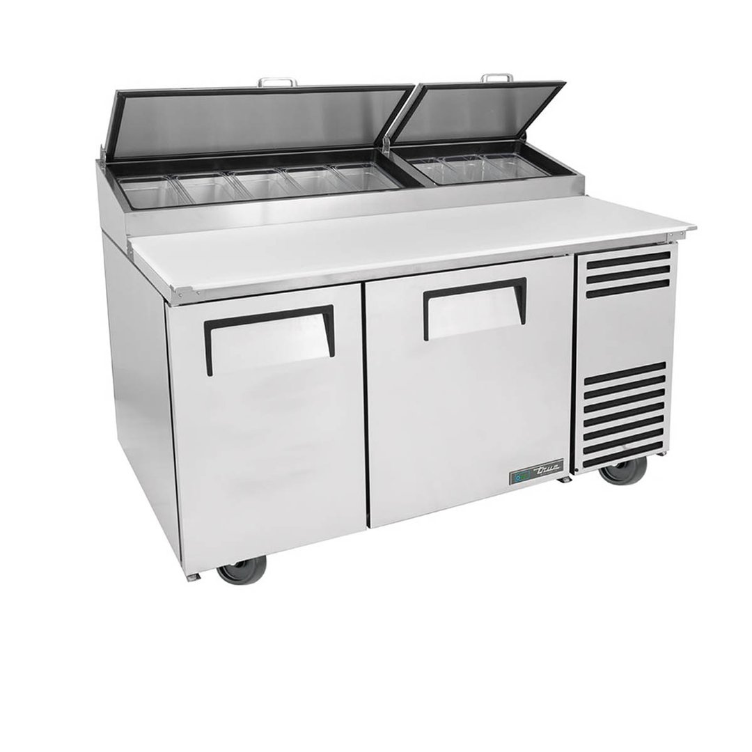 True TPP-AT-60-HC 60" Refrigerated Pizza Prep Table w/ 2 Doors, (8) 1/3 Pans