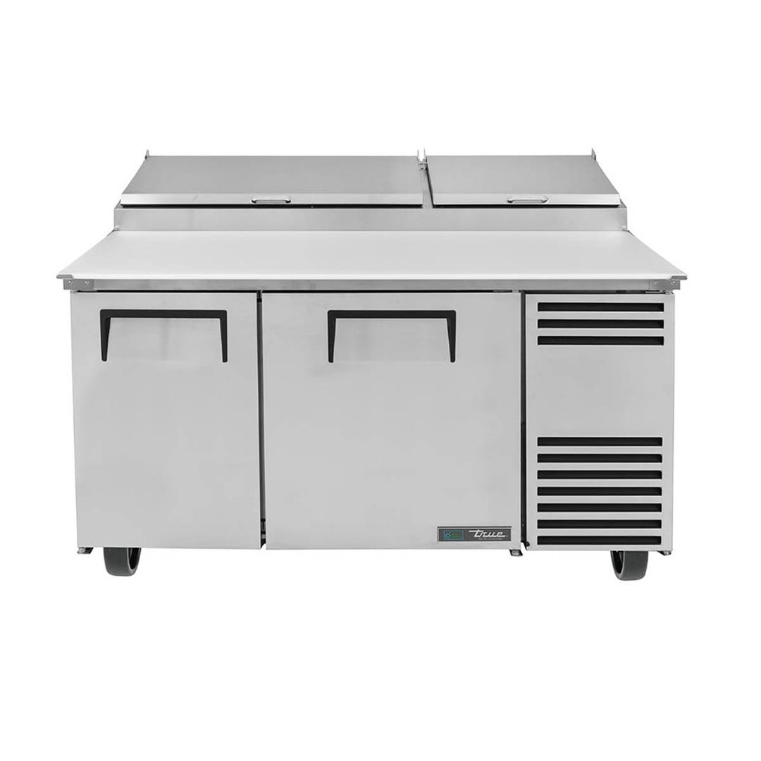 True TPP-AT-60-HC 60" Refrigerated Pizza Prep Table w/ 2 Doors, (8) 1/3 Pans
