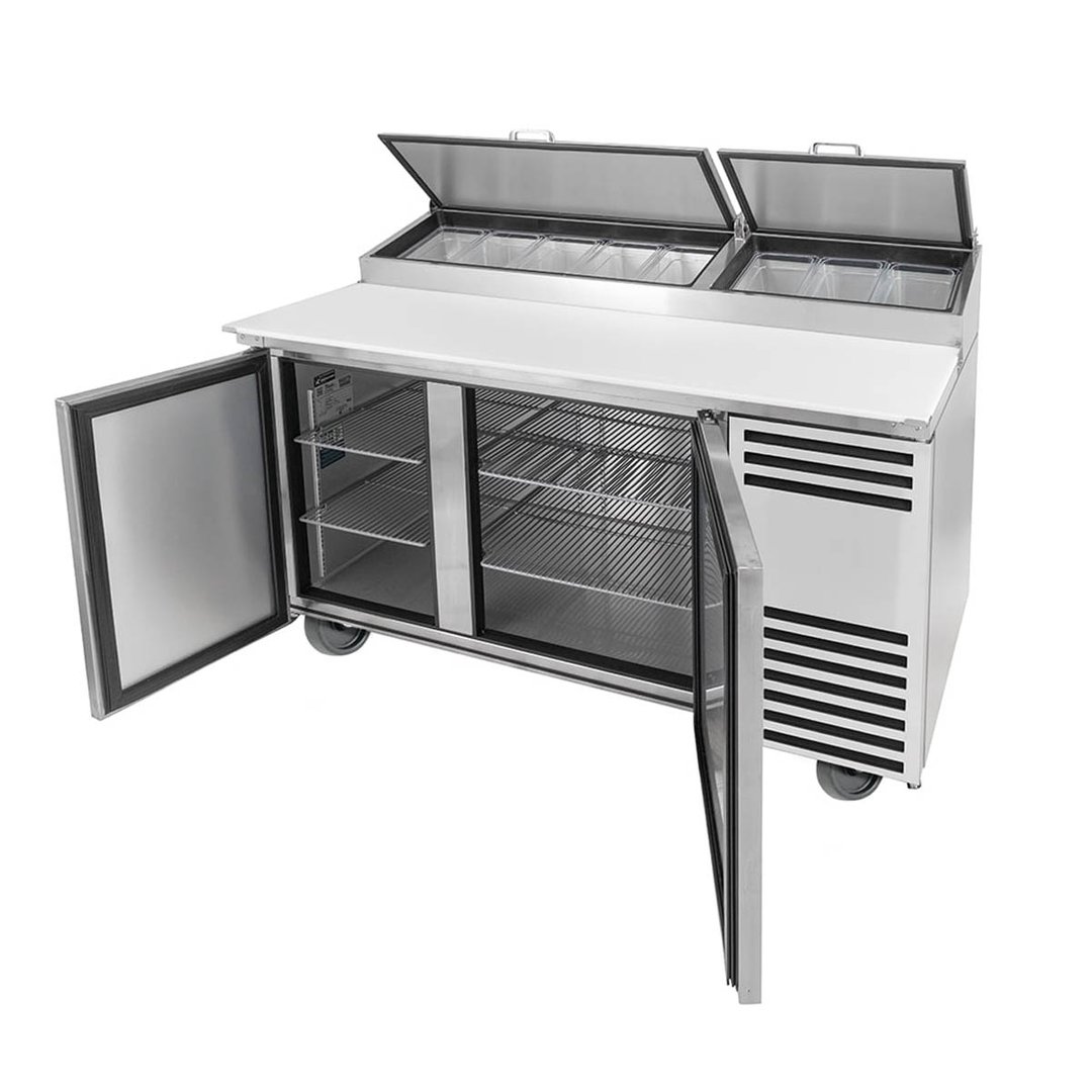 True TPP-AT-60-HC 60" Refrigerated Pizza Prep Table w/ 2 Doors, (8) 1/3 Pans