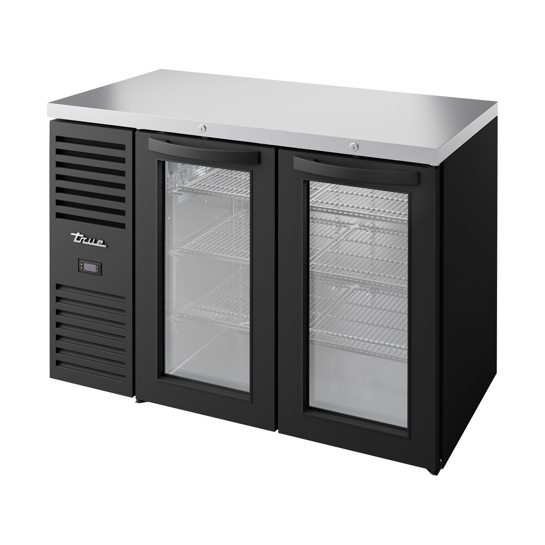 True TBR48-RISZ1-L-B-GG-1 48" Two Glass Swing Door Back Bar Refrigerator with LED Lighting