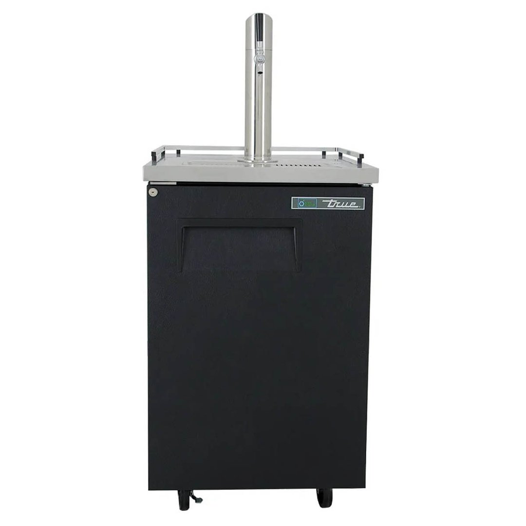 True TDD-1-HC~NCDT1 23" Black Vinyl Draft Beer Keg Cooler w/Nitro Coffee Double Tap | 1 Keg