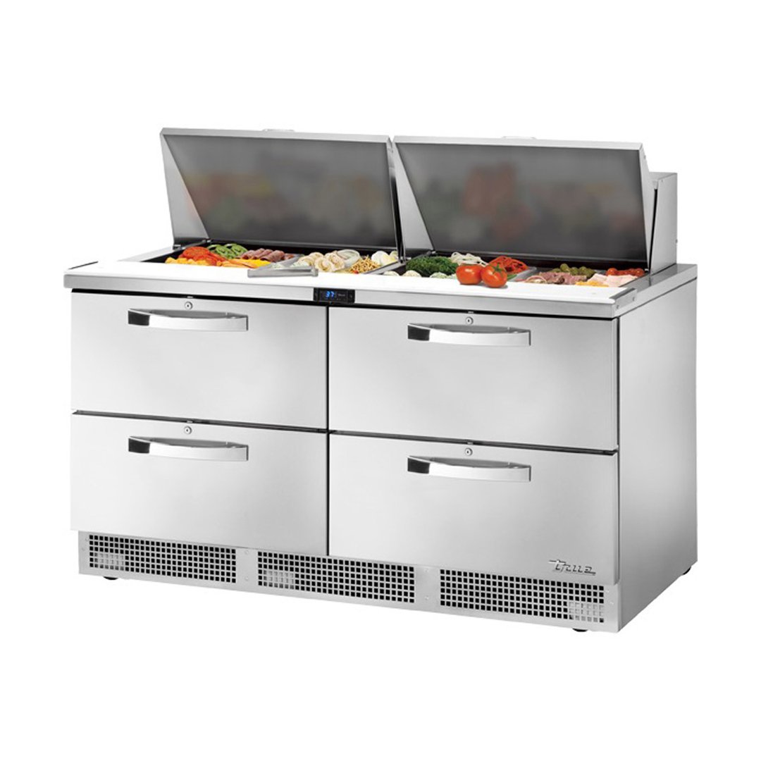 True TFP-64-24M-D-4~SPEC3 64" Mega Top Sandwich/Salad Prep Table w/ 4 Drawers, 24 Pans