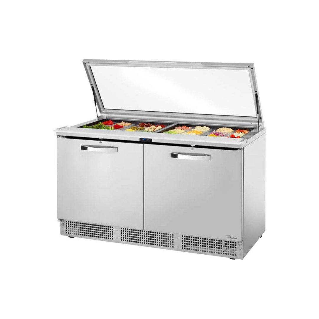 True TFP-64-24M-FGLID~SPEC3 64" Mega Top Sandwich/Salad Prep Table w/ 2 Doors, 24 Pans