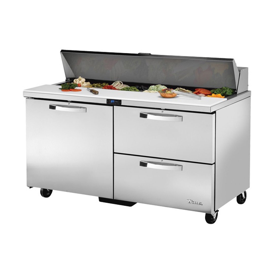 True TSSU-60-16D-2-HC~SPEC3 60" Sandwich / Salad Prep Table w/ 1 Door & 2 Drawers, 16 Pans
