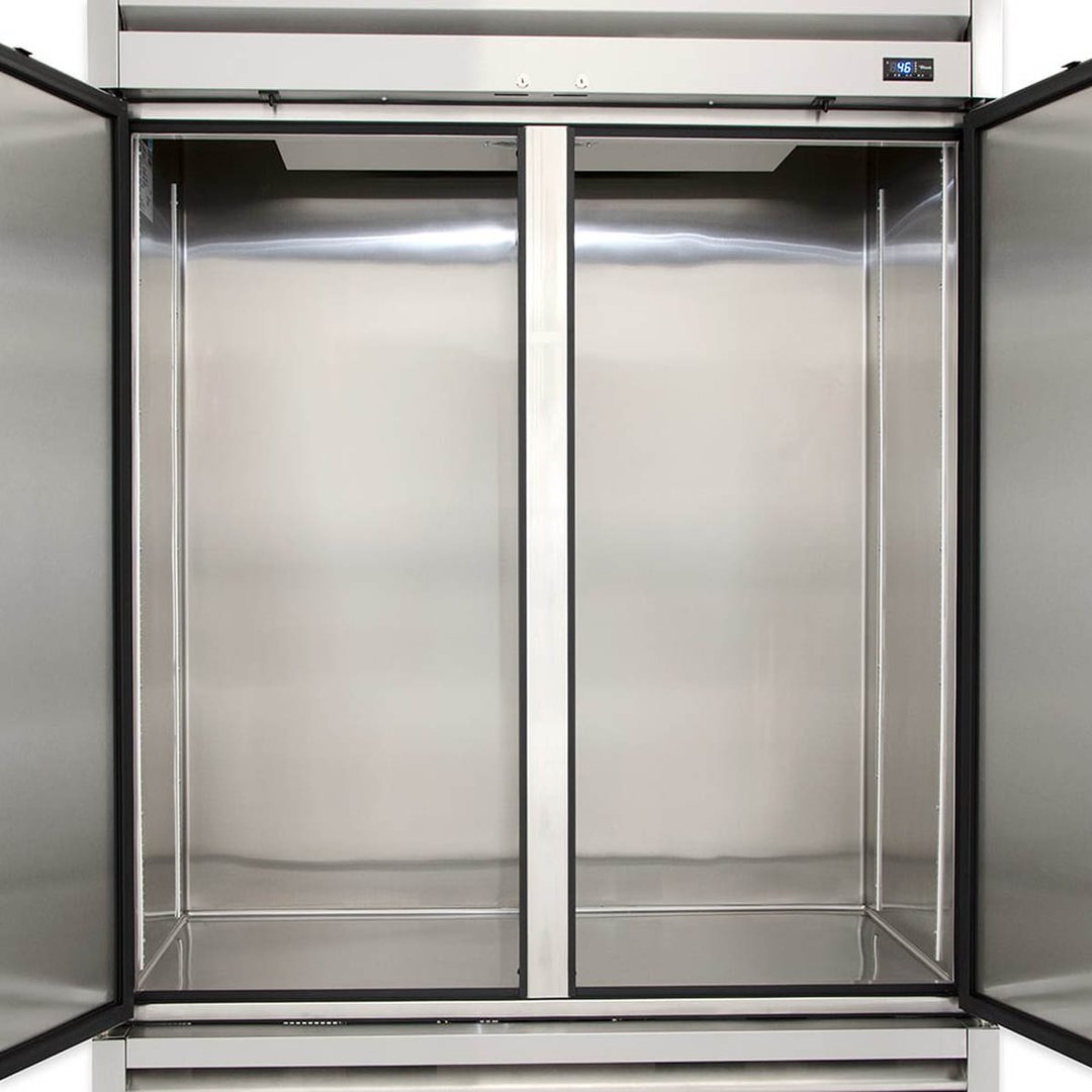 True TS-49-HC 54" Two Section Reach-In Refrigerator w/ 2 Solid Doors, Bottom Mount, Stainless Steel