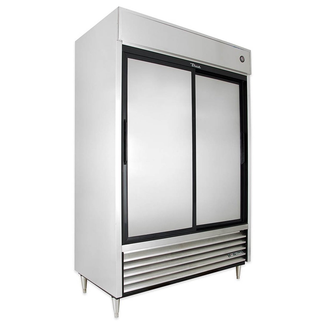 True TSD-47-HC 54" Two Section Reach-In Refrigerator w/ 2 Solid Sliding Doors, Bottom Mount, Stainless Steel Front-Aluminum Sides