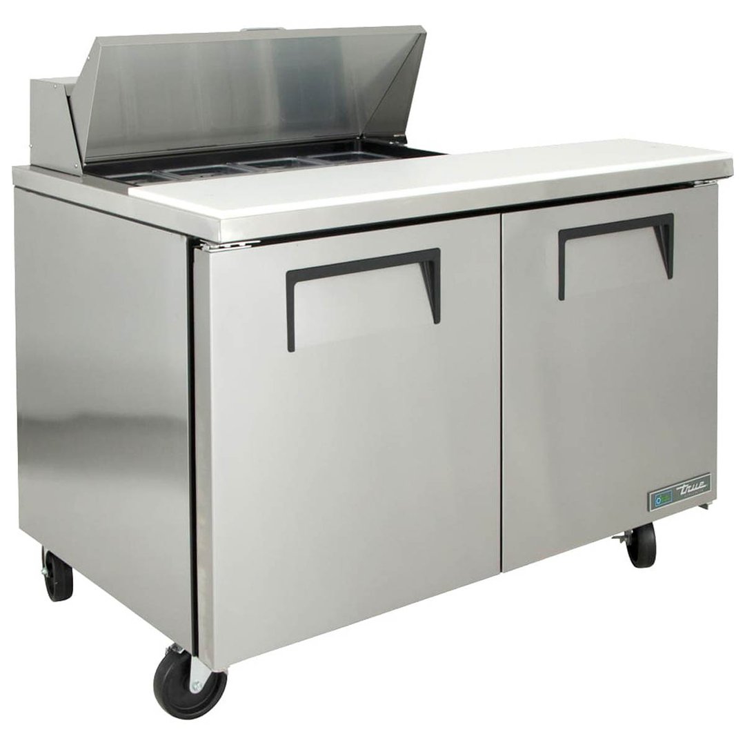 True TSSU-48-08-HC 48" Two Section Sandwich / Salad Prep Table w/ 2 Doors, 8 Pans