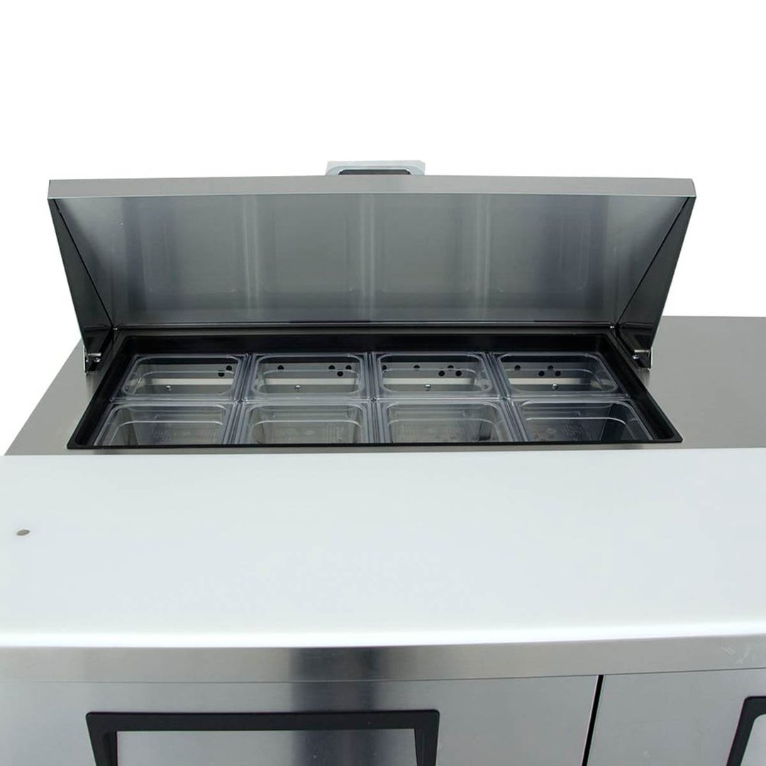 True TSSU-48-08-HC 48" Two Section Sandwich / Salad Prep Table w/ 2 Doors, 8 Pans