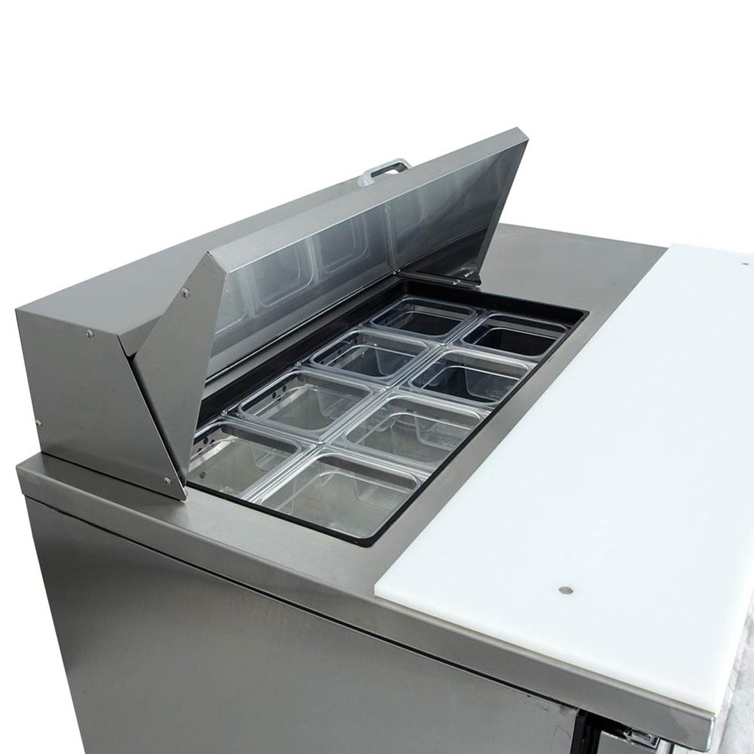 True TSSU-48-08-HC 48" Two Section Sandwich / Salad Prep Table w/ 2 Doors, 8 Pans