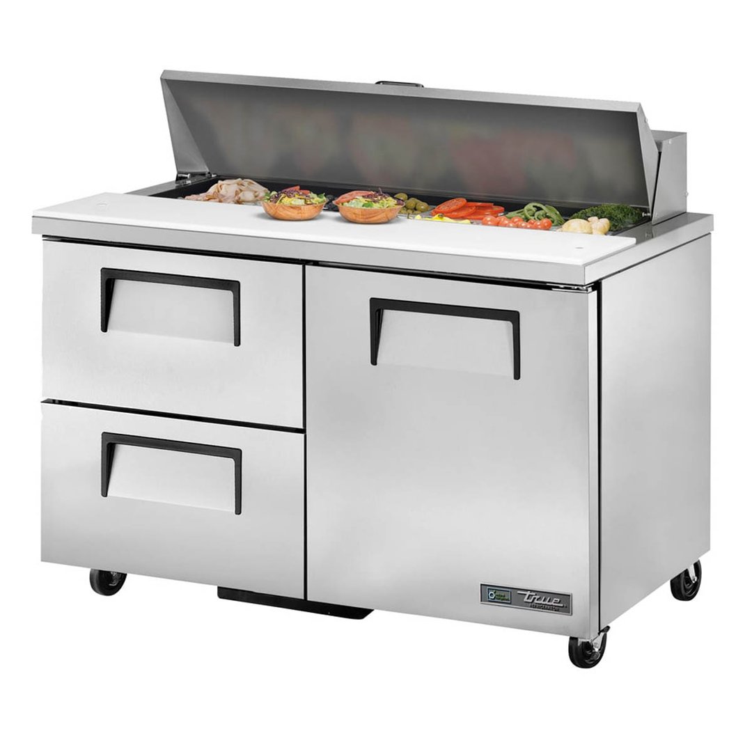 True TSSU-48-12D-2-HC 48" Sandwich / Salad Prep Table w/ 2 Drawers & 1 Door, 12 Pans