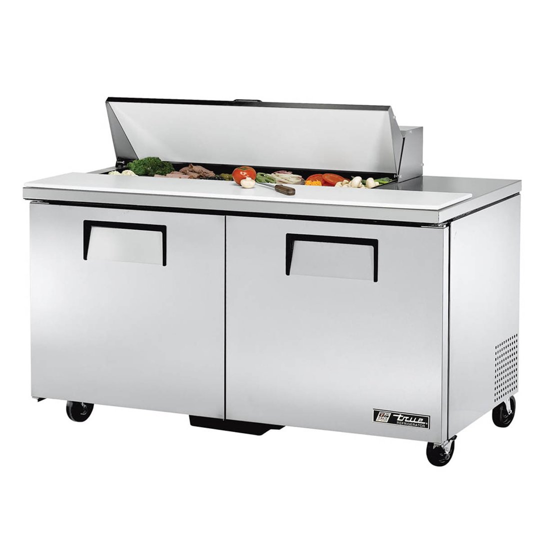 True TSSU-60-12-HC 60" Two Section Sandwich / Salad Prep Table w/ 2 Doors, 12 Pans