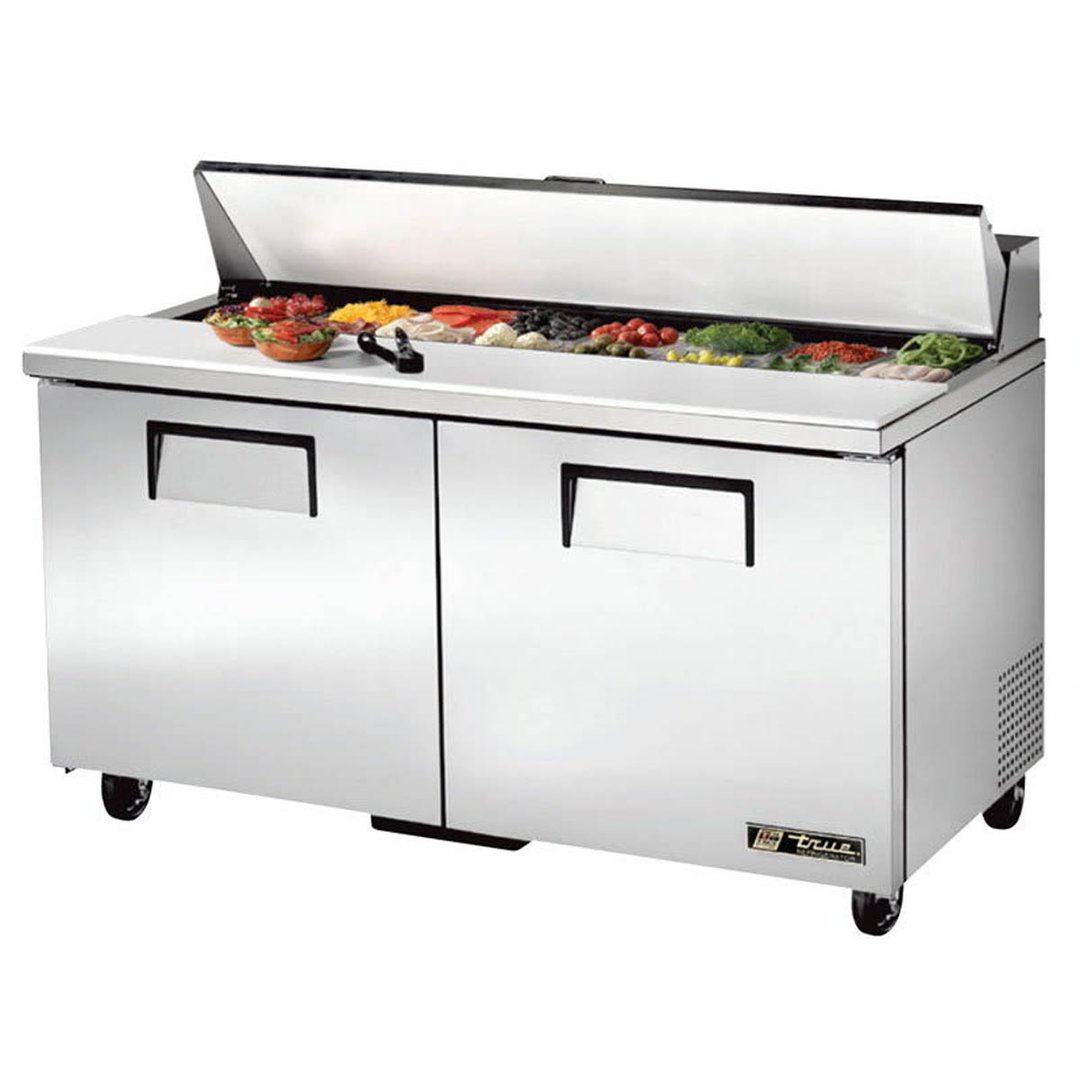 True TSSU-60-16-HC 60" Two Section Sandwich / Salad Prep Table w/ 2 Doors, 16 Pans