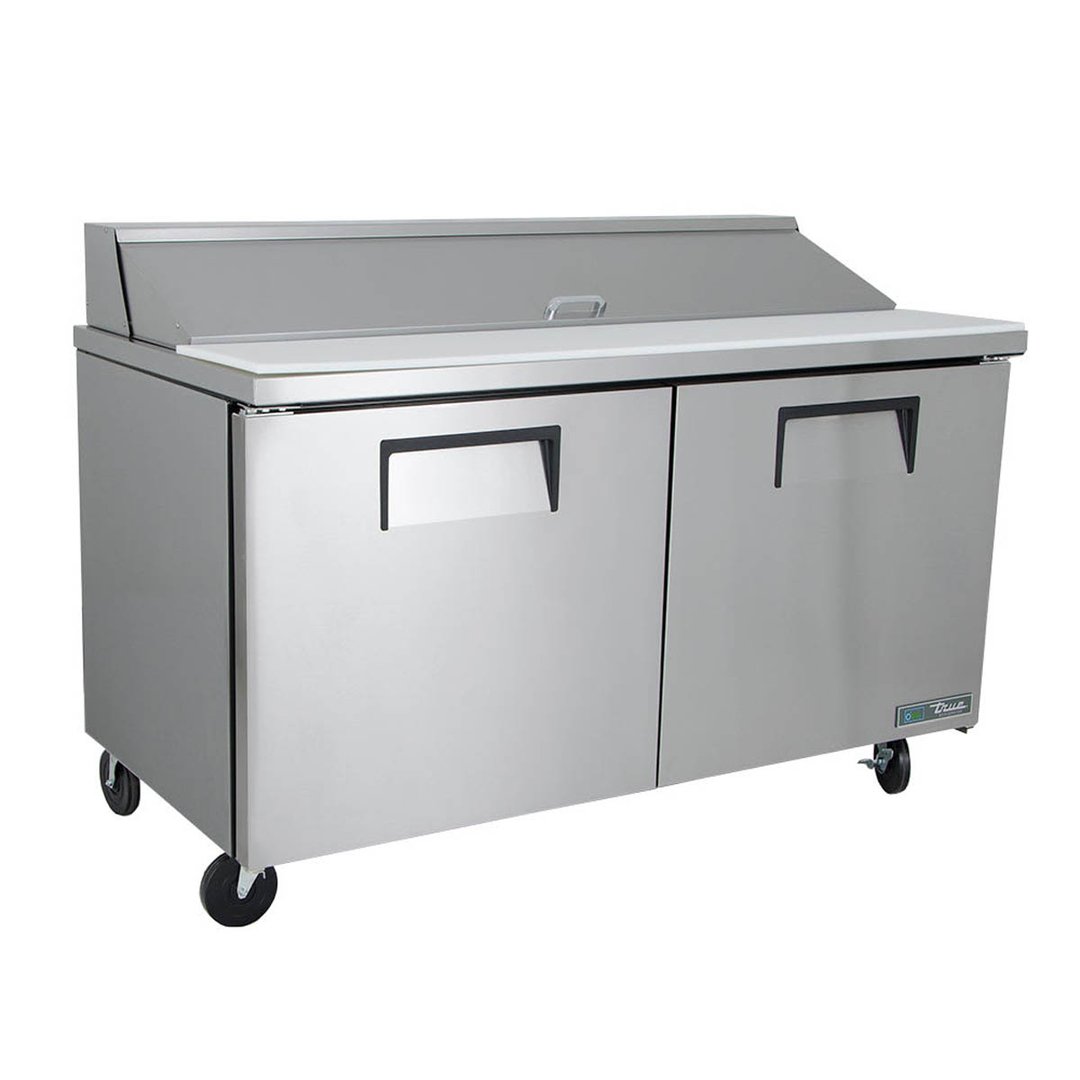 True TSSU-60-16-HC 60" Two Section Sandwich / Salad Prep Table w/ 2 Doors, 16 Pans