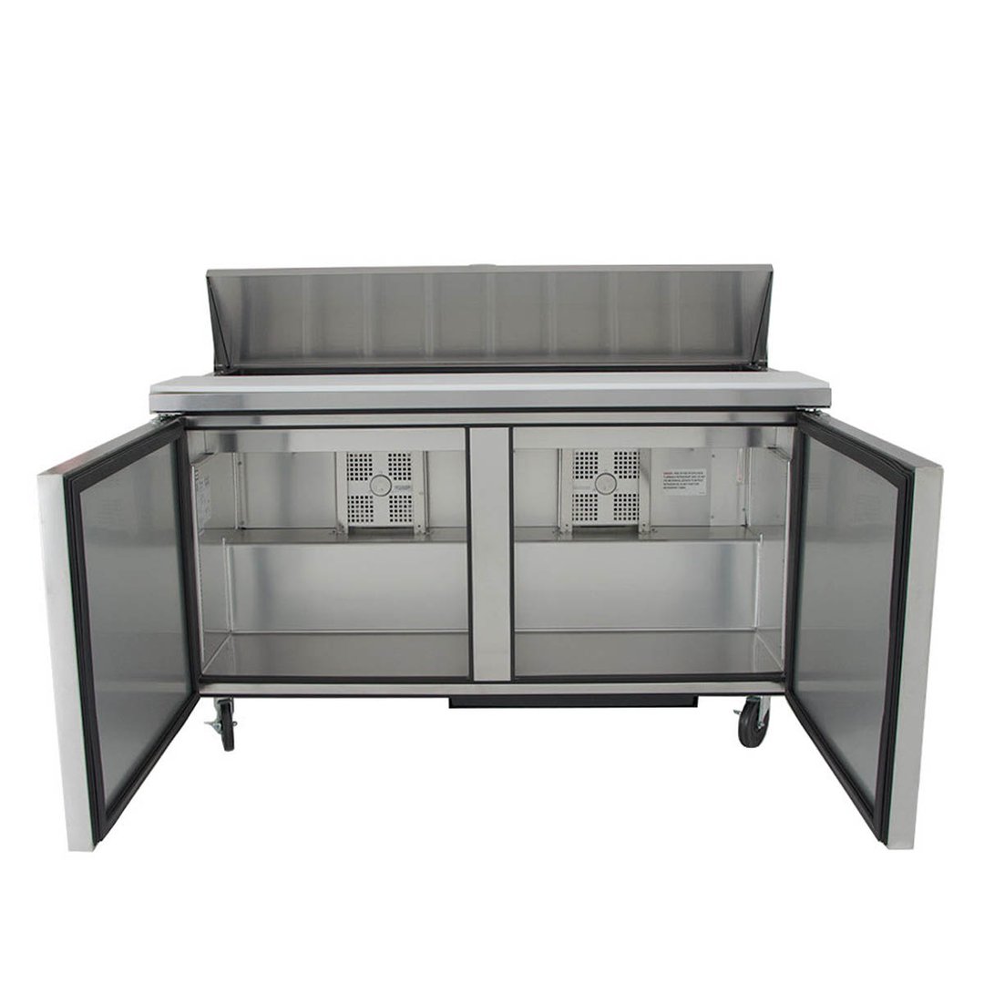 True TSSU-60-16-HC 60" Two Section Sandwich / Salad Prep Table w/ 2 Doors, 16 Pans