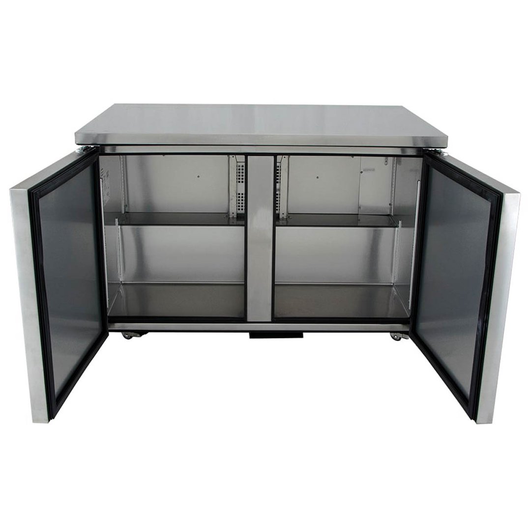 True TUC-48-LP-HC 48" 2-Section Undercounter Refrigerator w/ 2 Solid Doors, 12 cu ft