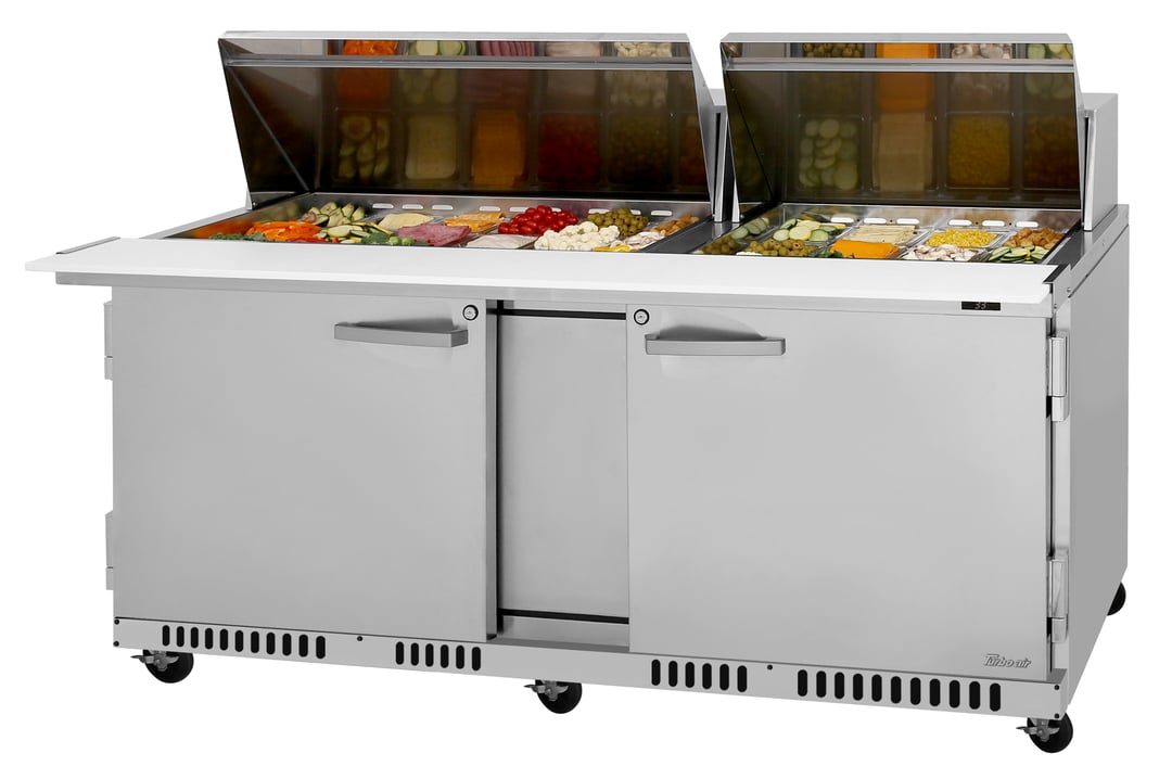Turbo Air PST-72-30-FB-N 72" Mega Top Sandwich/Salad Prep Table w/ 2 Doors, 30 Pans