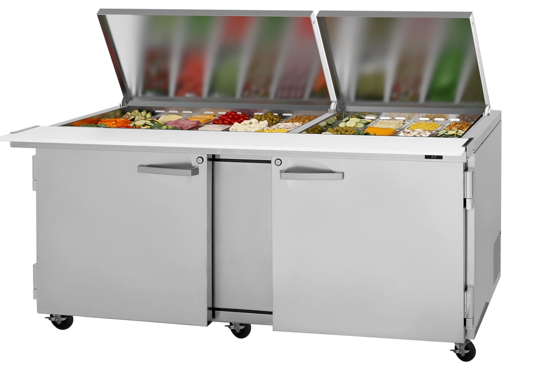 Turbo Air PST-72-30-N-FL 72" Mega Top Sandwich/Salad Prep Table w/ 2 Doors, 30 Pans