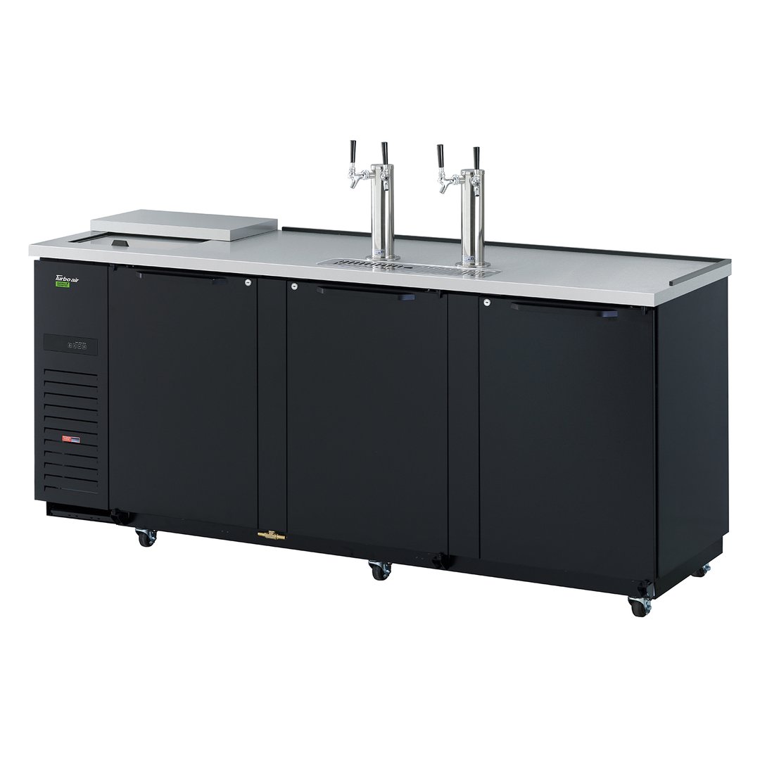 Turbo Air TCB-4SBD-N 90" Draft Beer Cooler w/ 4 Kegs, 2 Dual-Tap Towers, Black