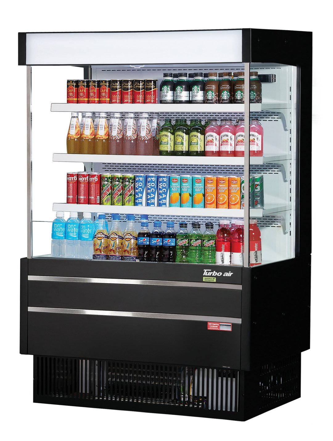 Turbo Air TOM-40MSEW(B)-N 39" Vertical Open Air Merchandiser, Specify Exterior, Self-Contained, 3 Shelves, Night Curtain, 10.4 cu. ft.