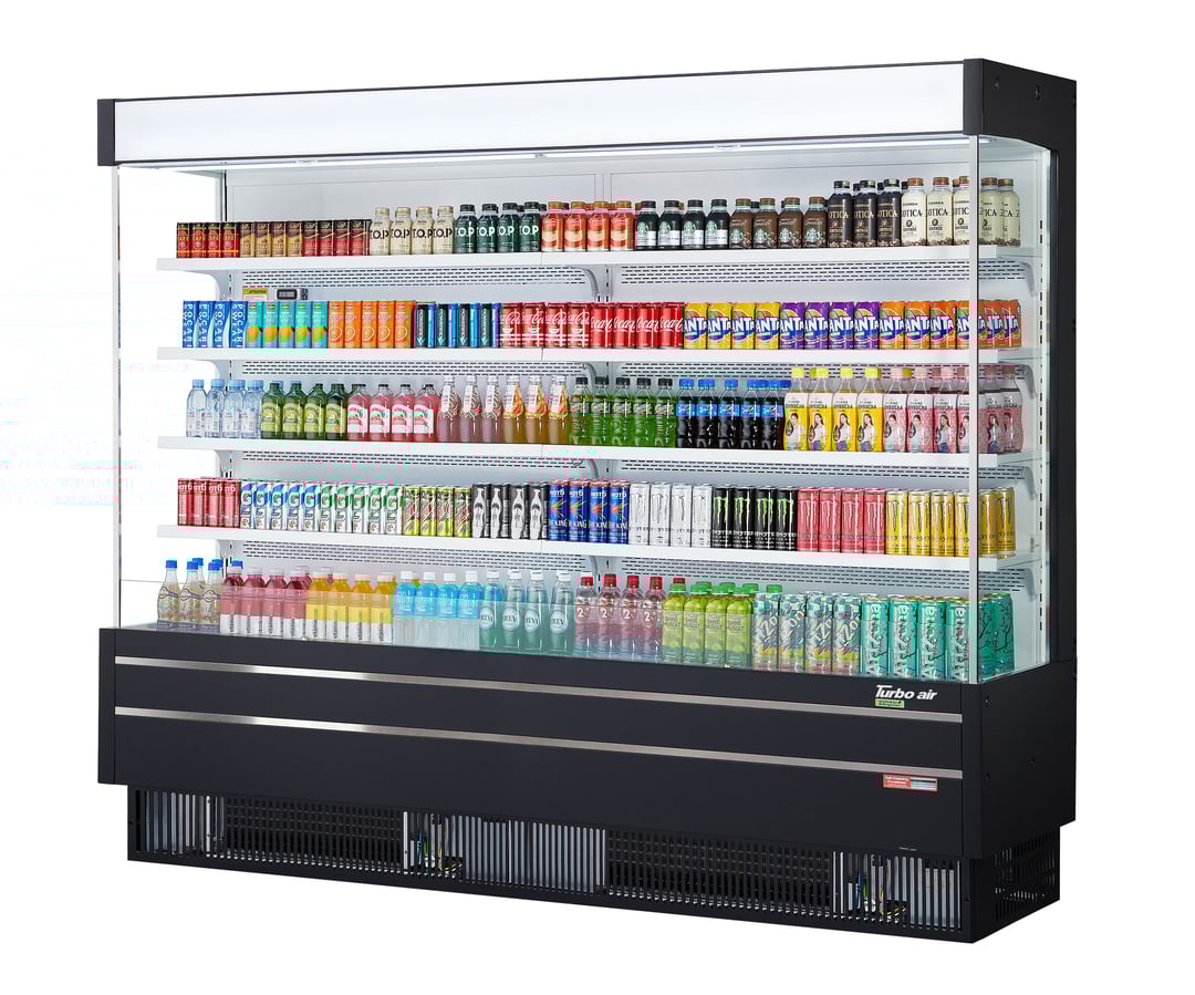 Turbo Air TOM-96SEW(B)-N 100" Vertical Open Air Merchandiser, Specify Exterior, Self-Contained, 4 Shelves, 42.6 cu. ft.