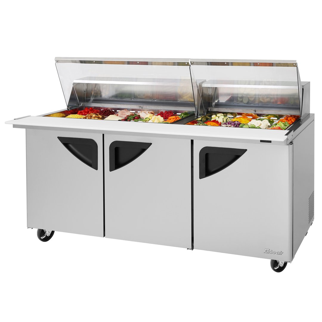 Turbo Air TST-72SD-30-N-CL 72" Mega Top Sandwich/Salad Prep Table w/ 3 Doors, 30 Pans