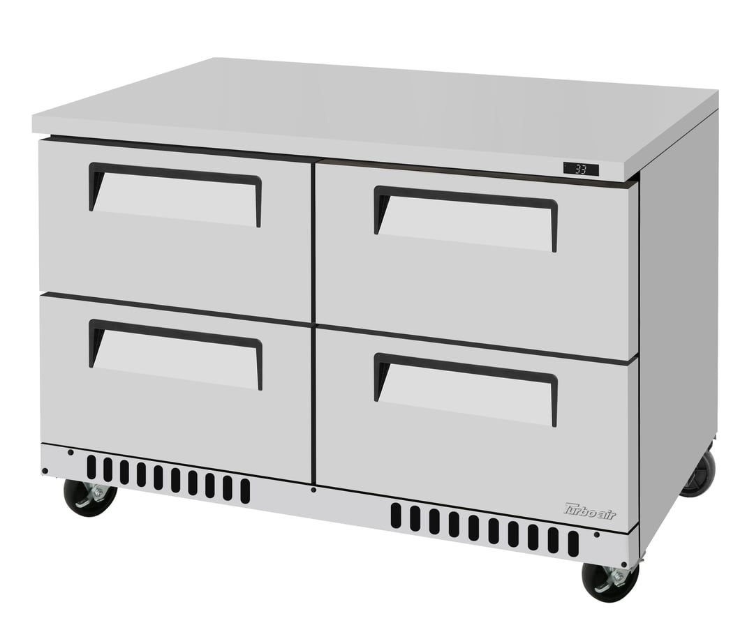 Turbo Air TUR-48SD-D4-FB-N 48" 2-Section Undercounter Refrigerator w/ 4 Drawers, 11 cu. ft.