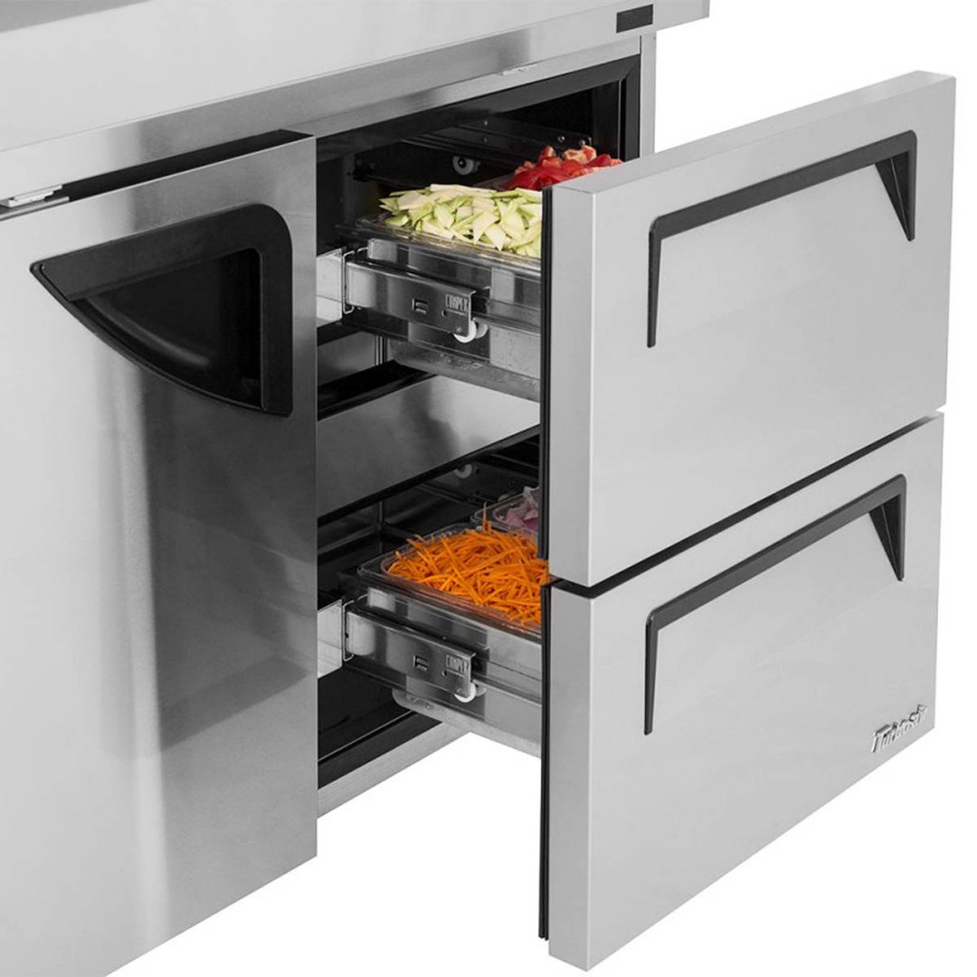 Turbo Air TWR-48SD-D2-N 48" 2-Section Worktop Refrigerator w/ 1 Door & 2 Drawers, 12 cu. ft.