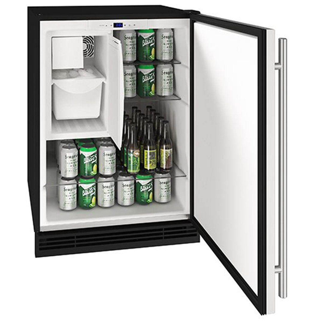 U-Line UHRI124-SS01A 24" Undercounter Freezer/Refrigerator w/ 1 Solid Door, 8-lb. Ice Capacity