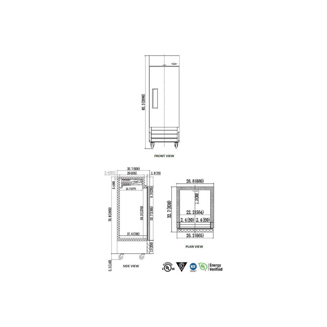 Valpro VP1R-HC 26" One Section Reach-In Refrigerator w/ Solid Door, Bottom Mount, Stainless Steel, 23 cu. ft.
